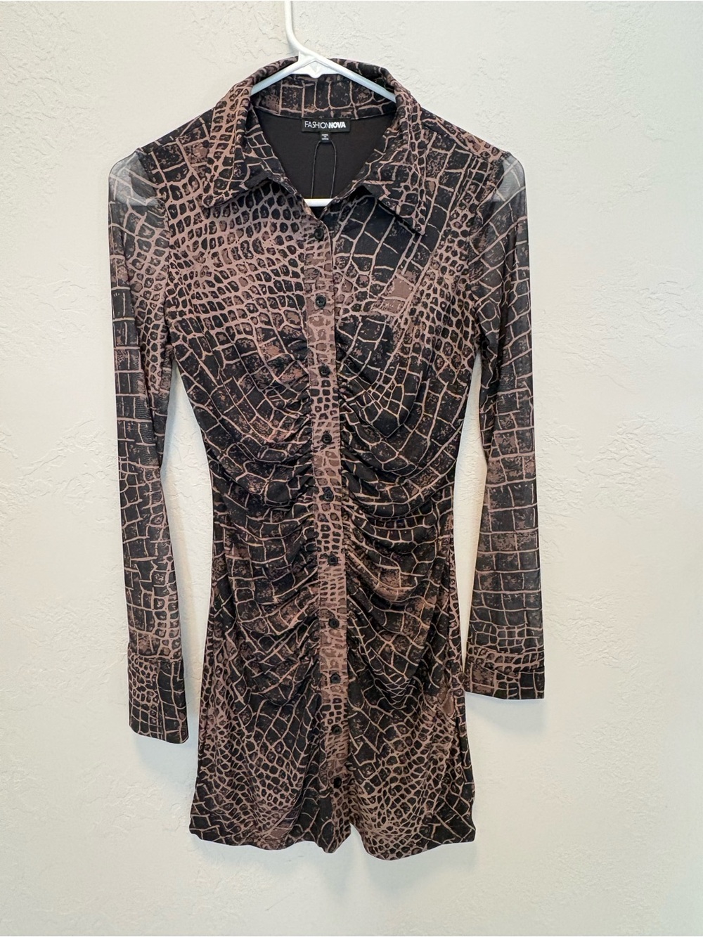 Snake Print Long Sleeve Dress